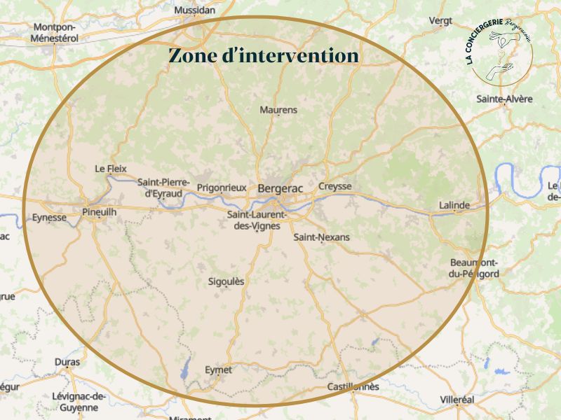Conciergerie Bergeracoise - Intendance de résidences secondaires 7 Conciergerie Bergeracoise - Zone dintervention